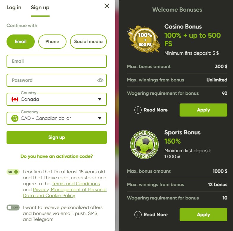 Registration Fresh Casino